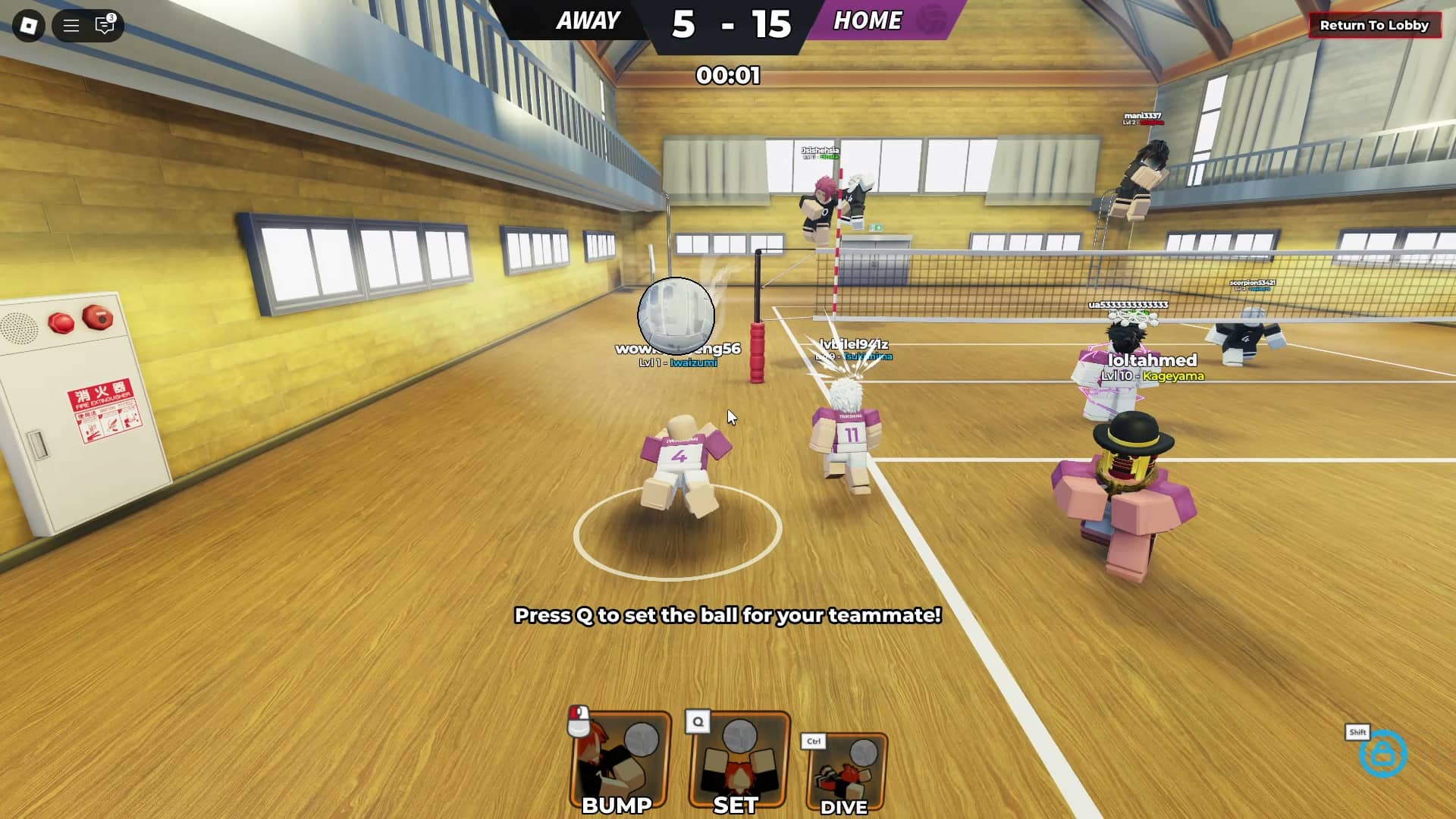 player using dive in haikyuu legends