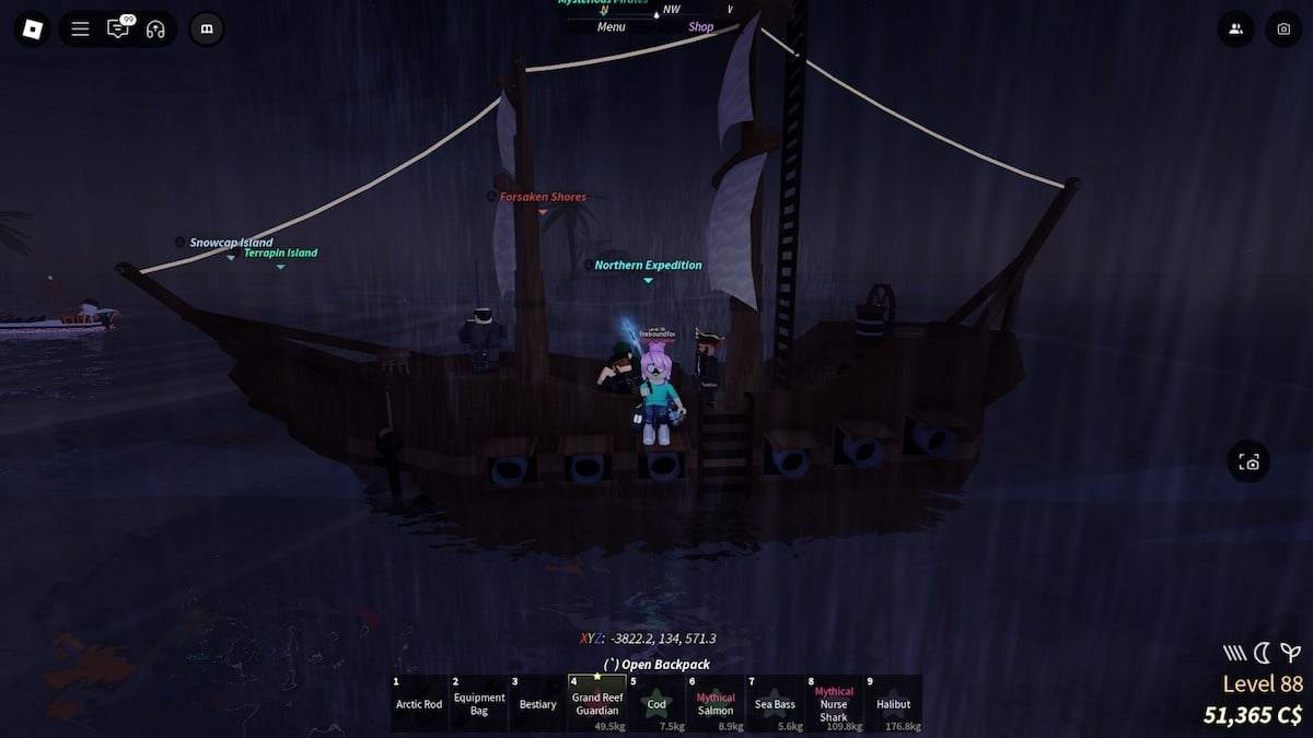 The Mysterious Pirates' ship in Fisch.