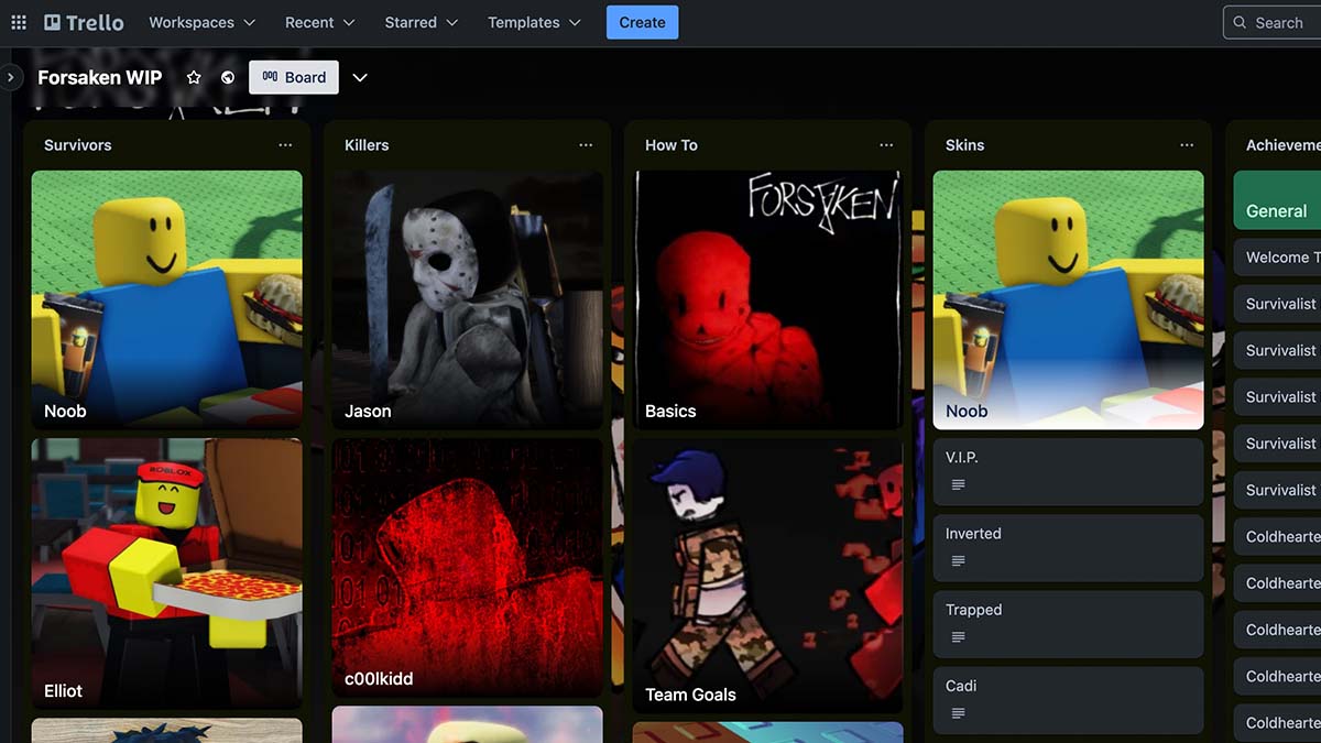 Forsaken Trello board.
