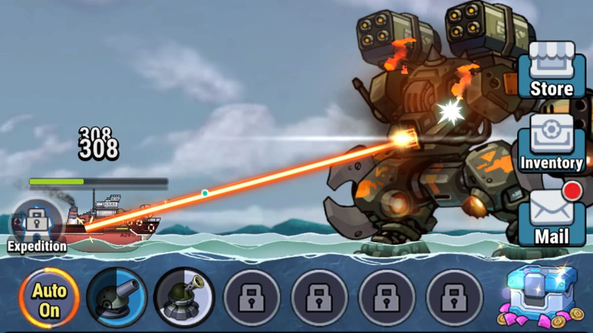 Battling a giant robot in High Seas Hero