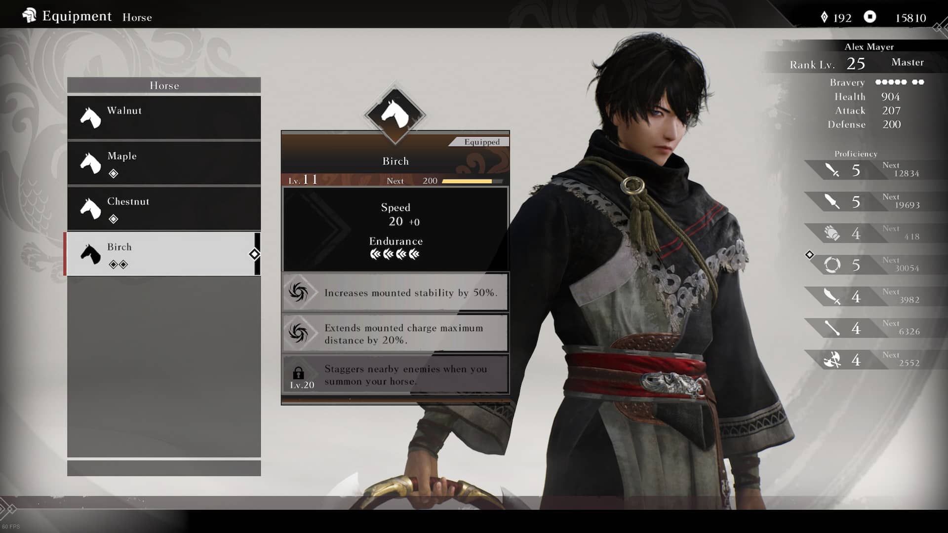 Horse selection menu in Dynasty Warrior Origins