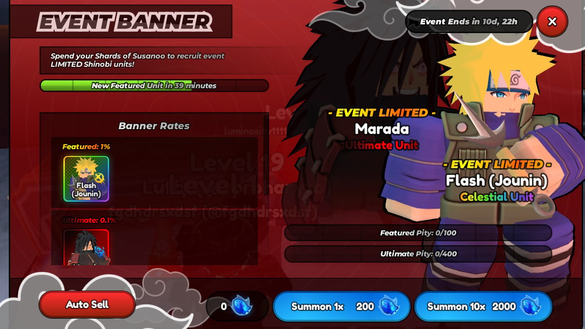 Marada banner for Great Ninja War event in Anime Last Stand