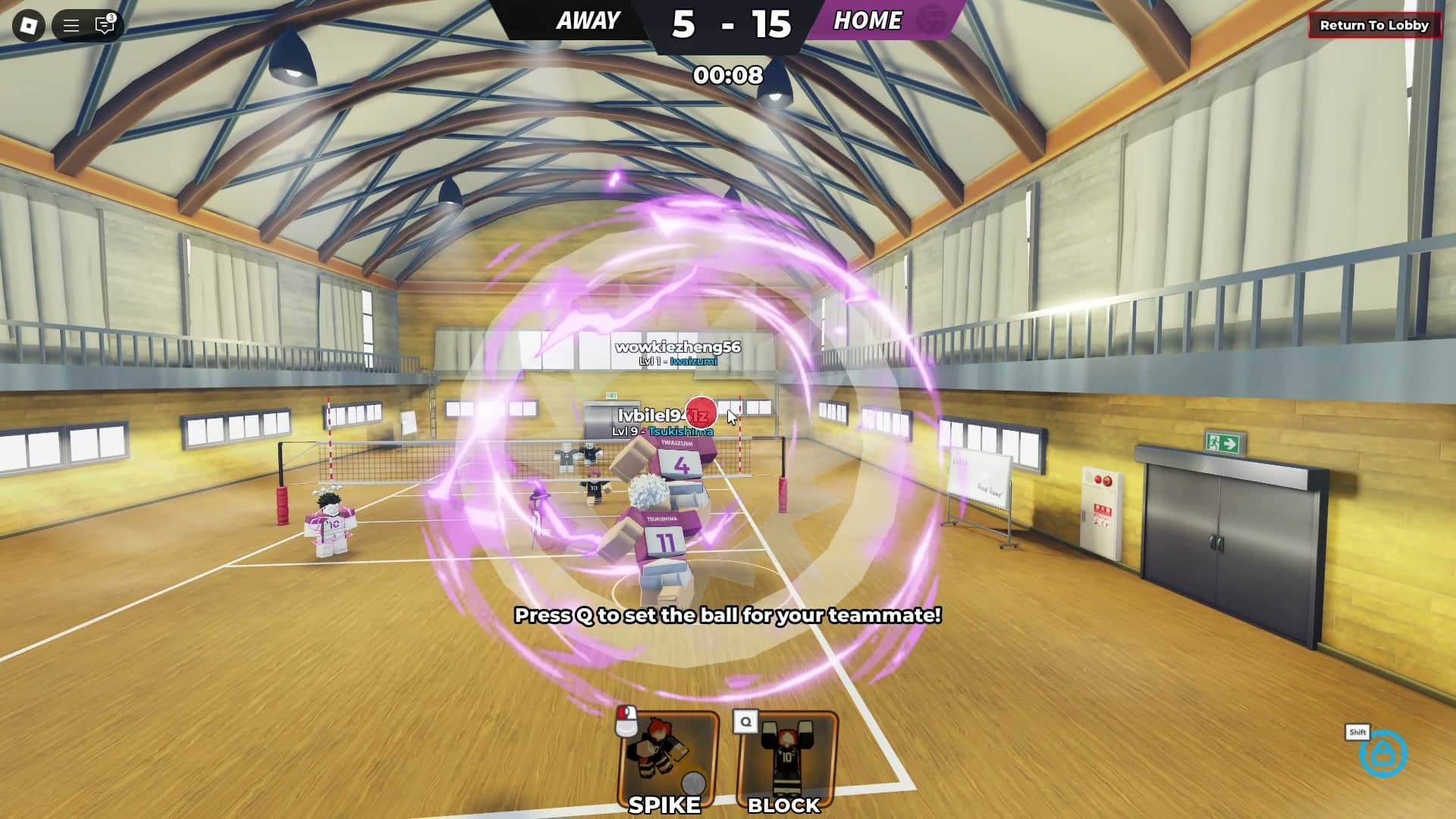 player using serve in haikyuu legends