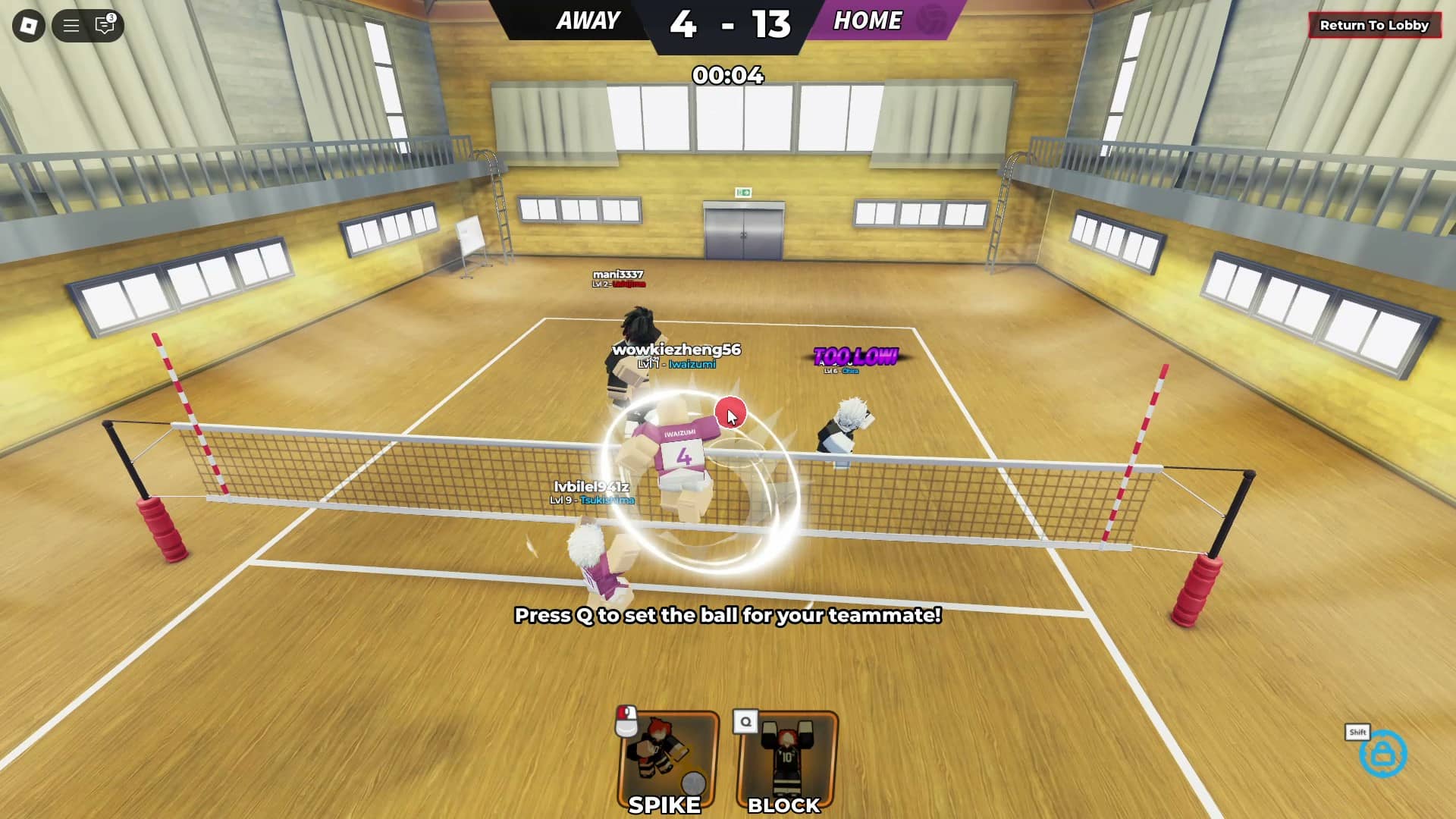 player using spike in haikyuu legends