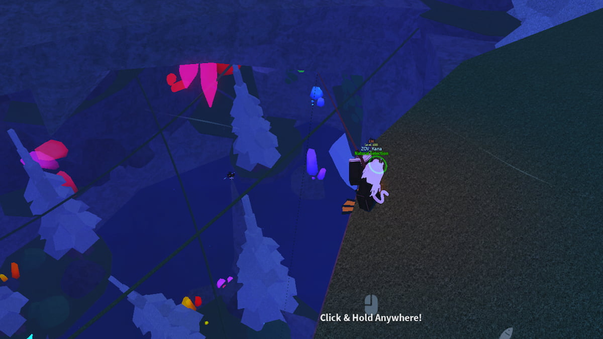 A person fishing in Calm Zone