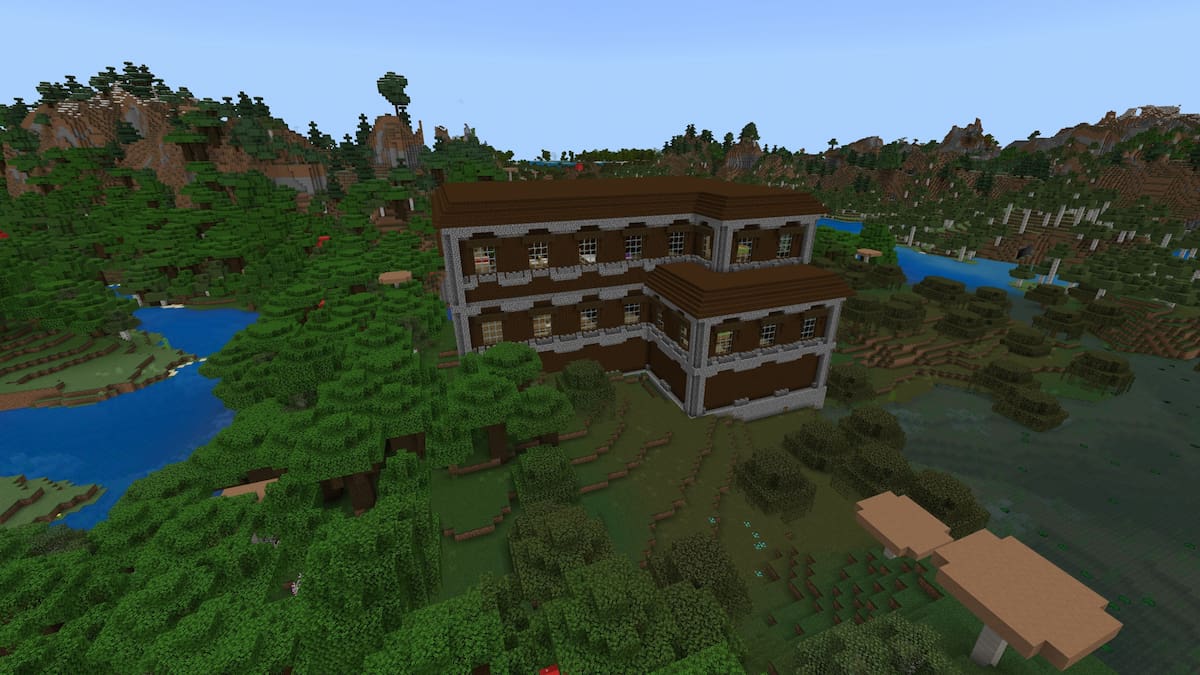 A Woodland Mansion between two Swamp biomes in Minecraft