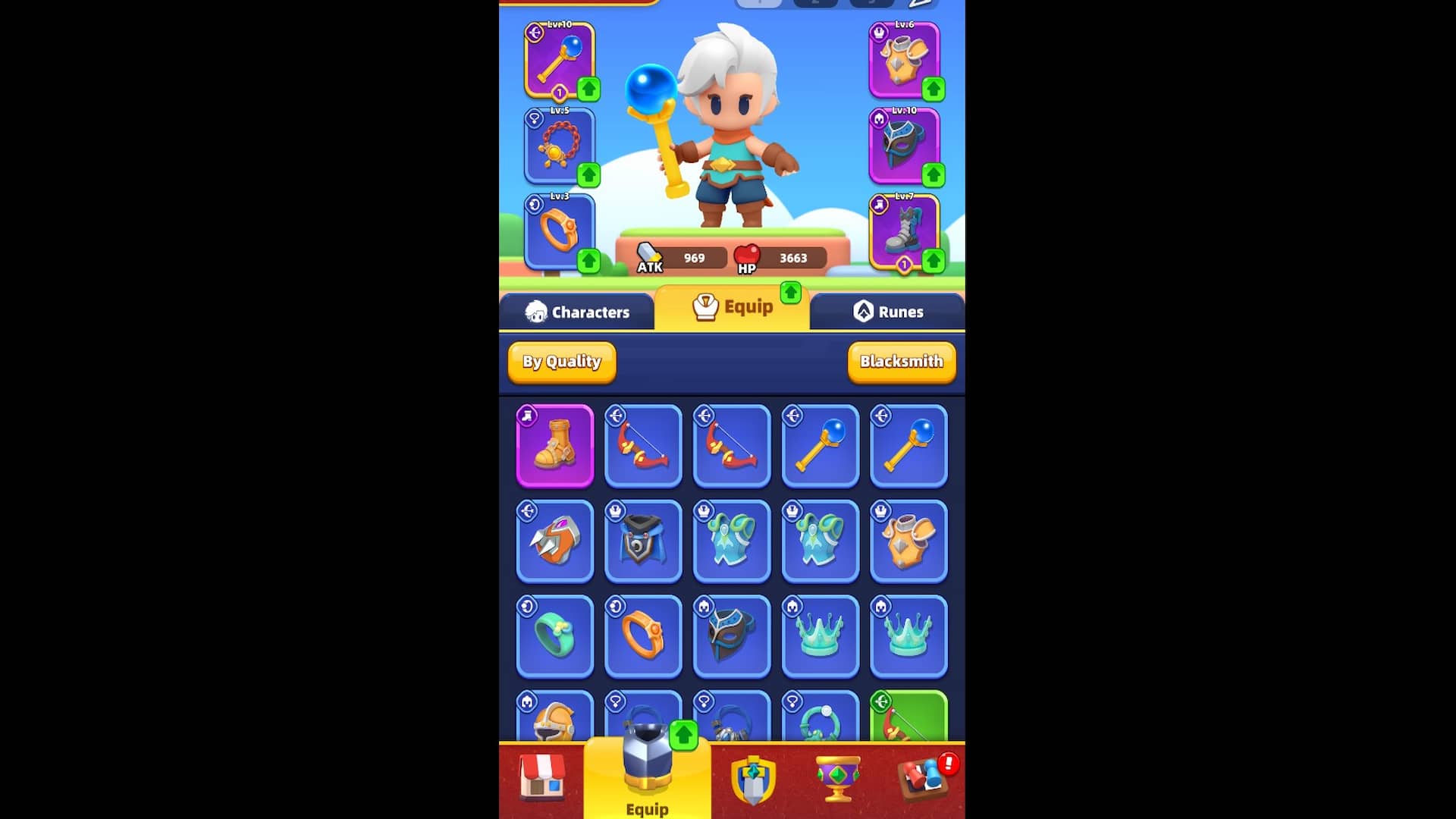 equipment menu in archero 2