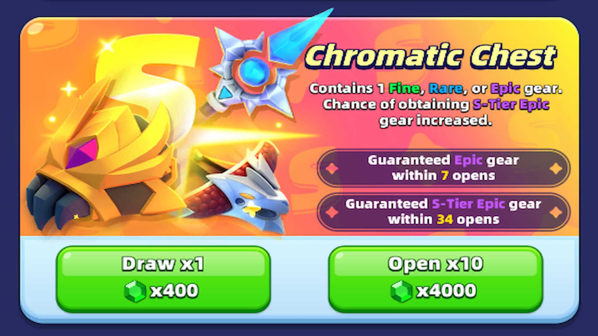 chromatic chest shop menu in archero 2