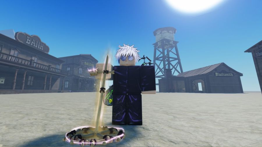 player using a detector in the desert detectors roblox experience