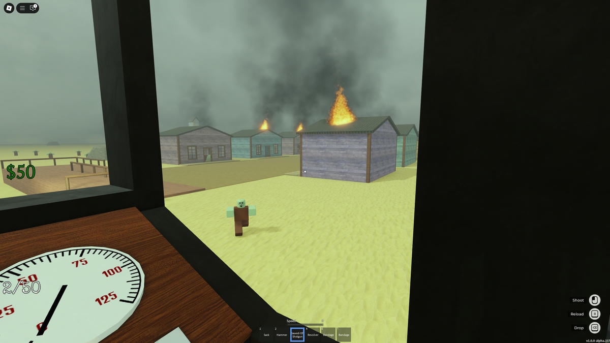 Dead Rails player entering town