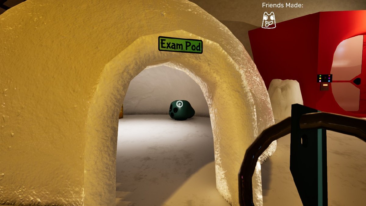 Blob sits in Exam Pod igloo in Garten of Banban 0.