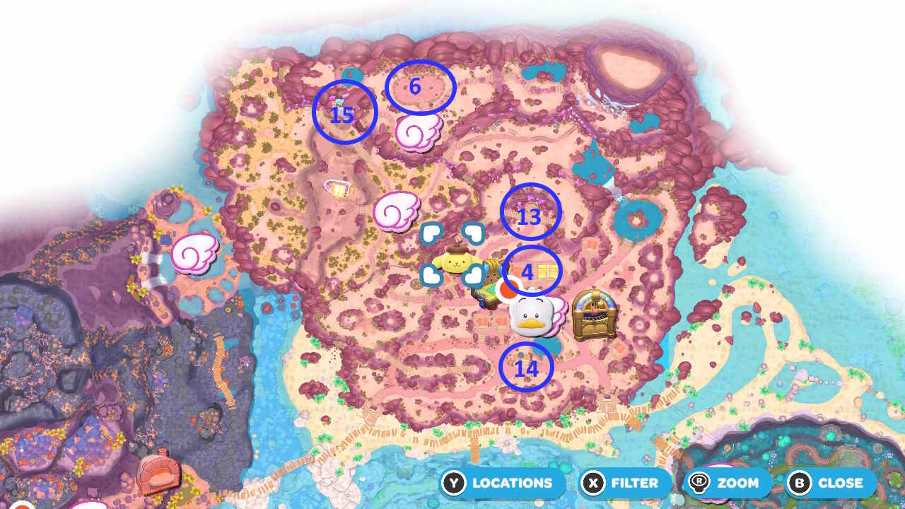 Gemstone Mountain nul locations in Hello Kitty Island Adventure.