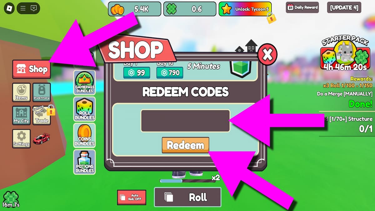 How to redeem City RNG Tycoon codes