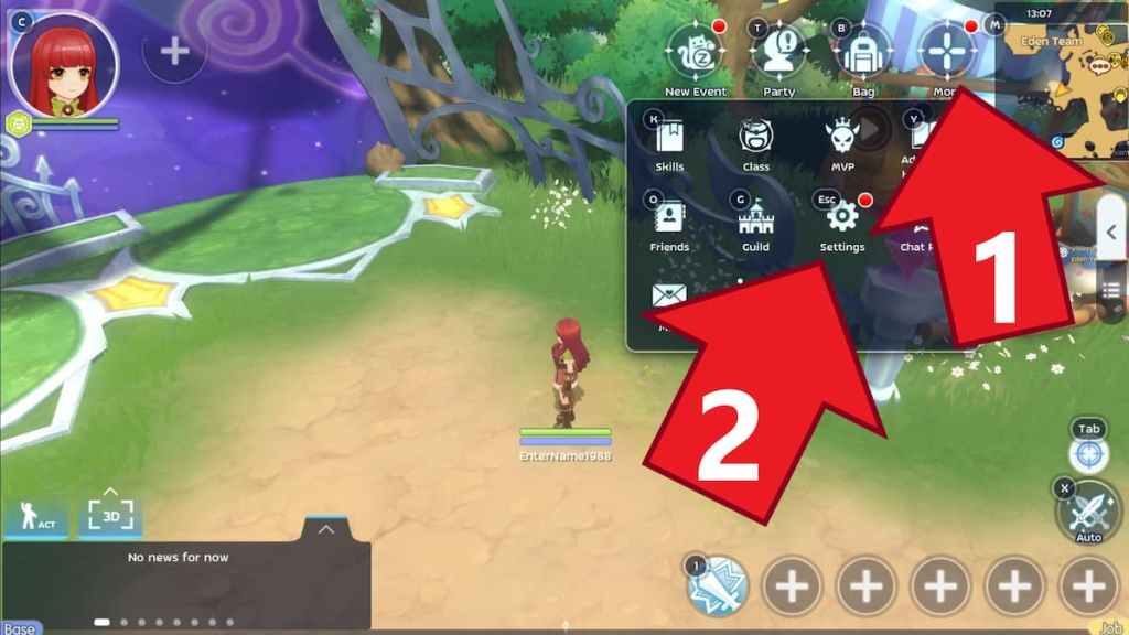 Ragnarok M: Classic Settings button in the menu