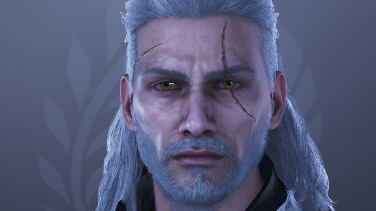 geralt of rivia character design in monster hunter wilds