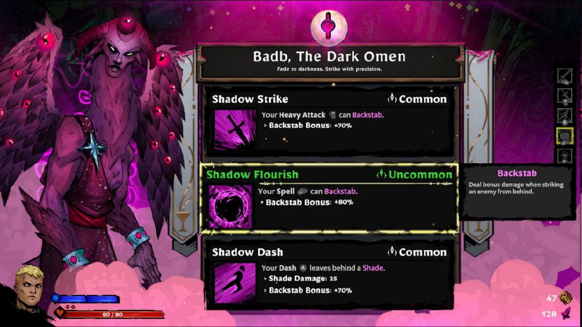 Babd's Blessings featuring Shadow Strike, Shadow Flourish, and Shadow Dash in SWORN.