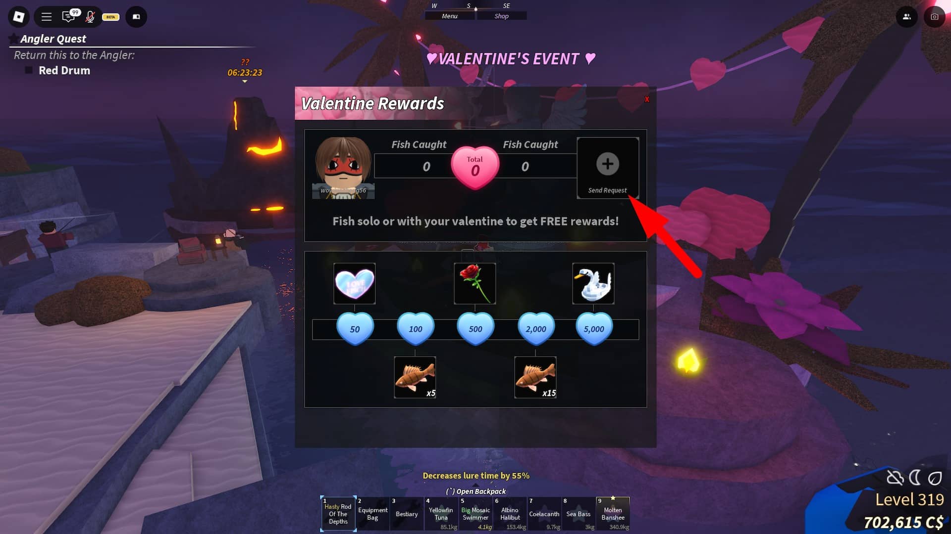 valentines event rewards in fisch