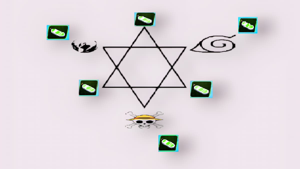 A star of David star icon showing the locations of all islands and all mount islands in Arise Crossver