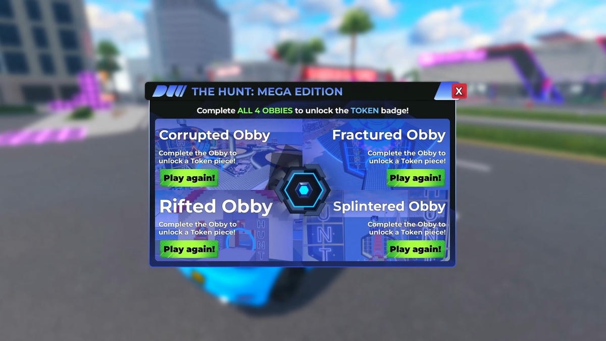 All obby courses complete in mega hunt event drive world