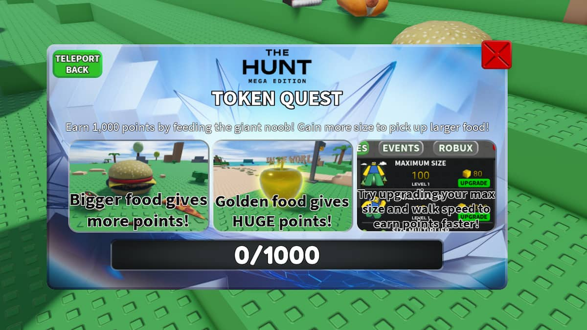 The main quest screen in Eat the World