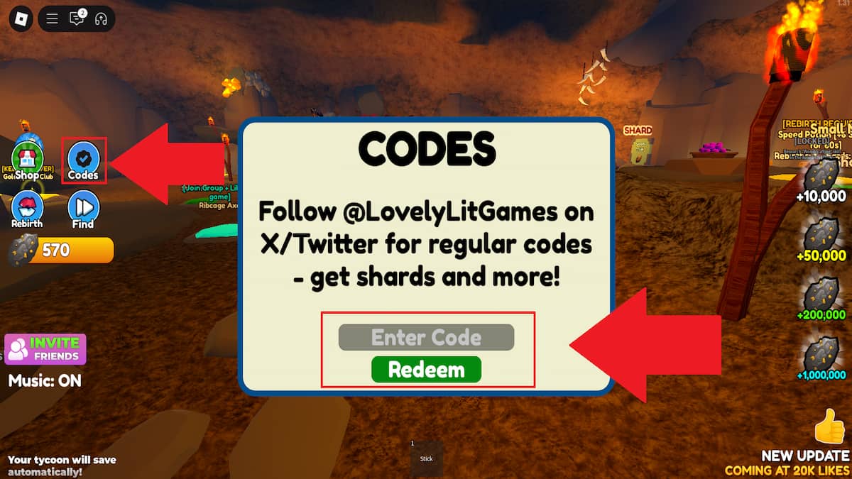 How to redeem Unga Bunga Caveman Tycoon codes