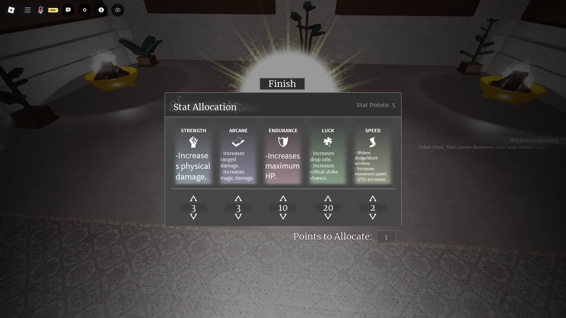 stat point allocation menu in arcane lineage roblox experience