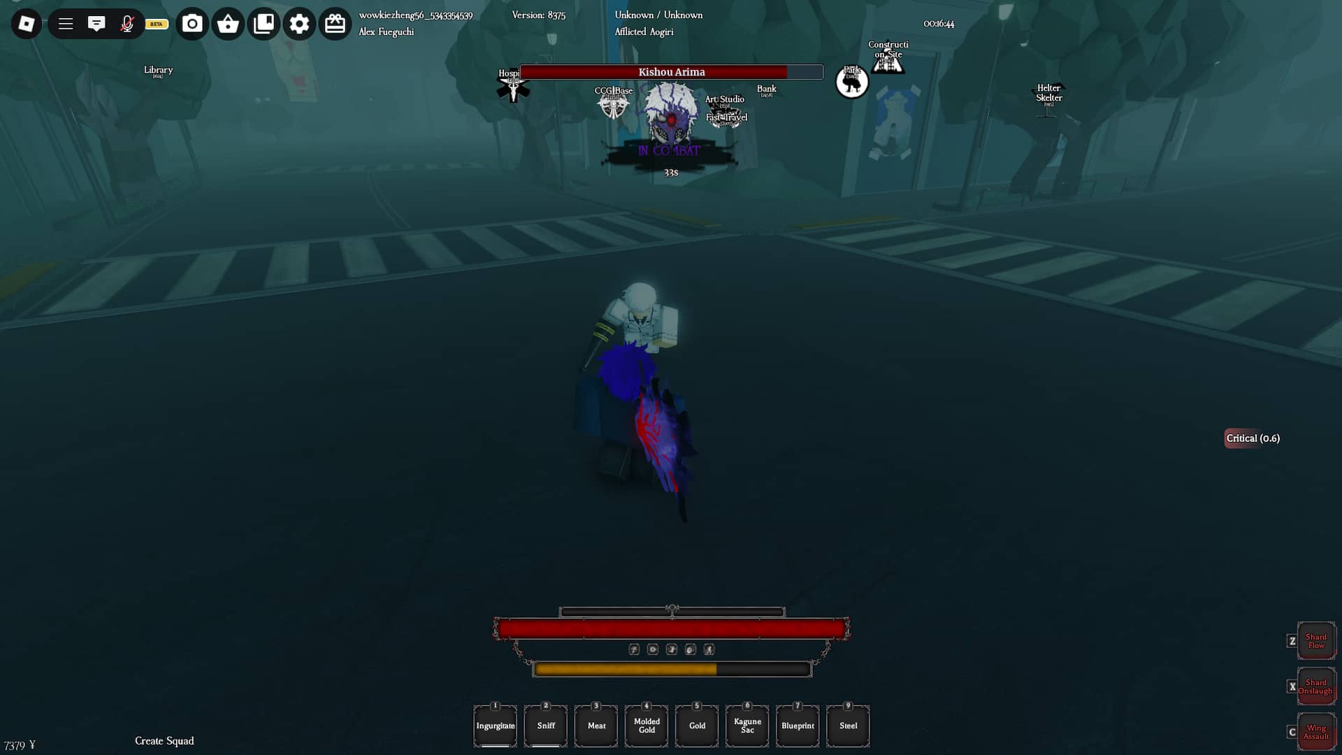 player fighting a boss in Ghoul Re roblox experience