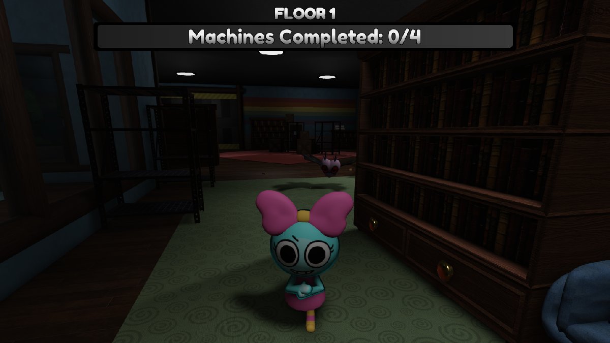Poppy distracts Tainted Flutter in Dandy's World on Roblox.
