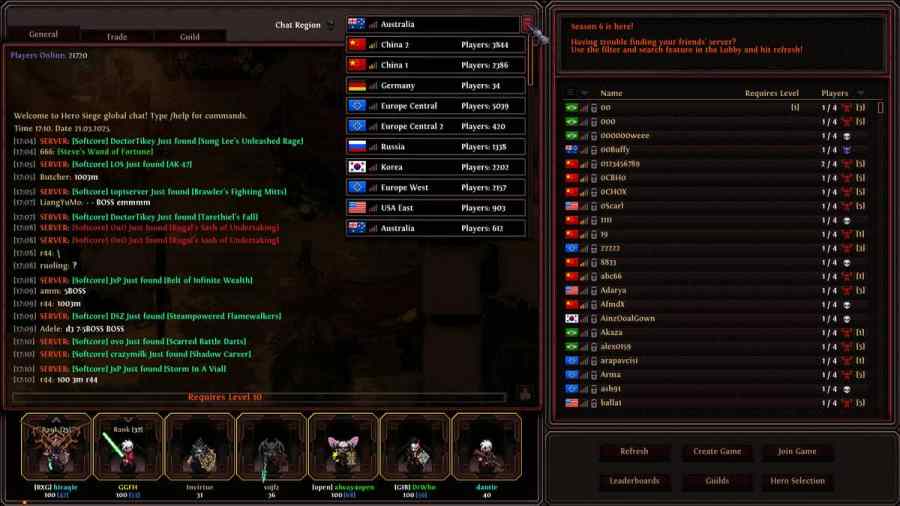 Hero Siege Server Select