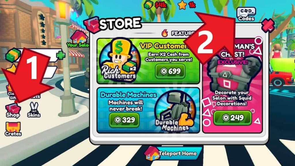 Cautious Clippers Shop button and Store menu