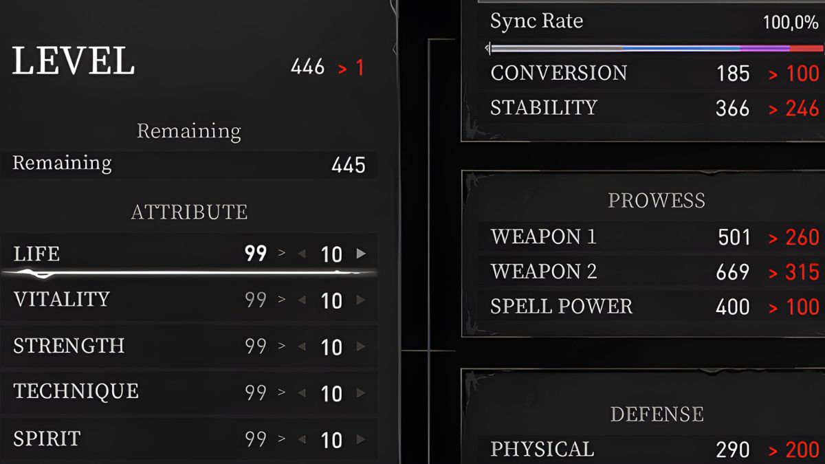 stat reset ability reconstruction menu in ai limit