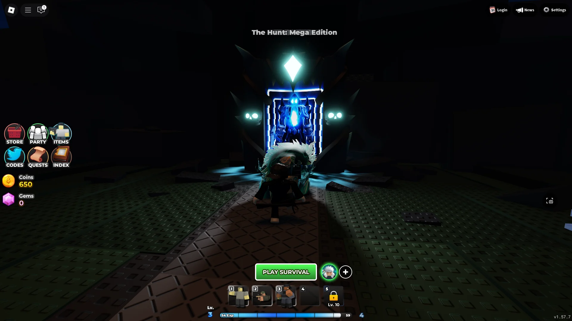 The portal that takes you to The Hunt: Mega Edition event quest in Tower Defense Simulator