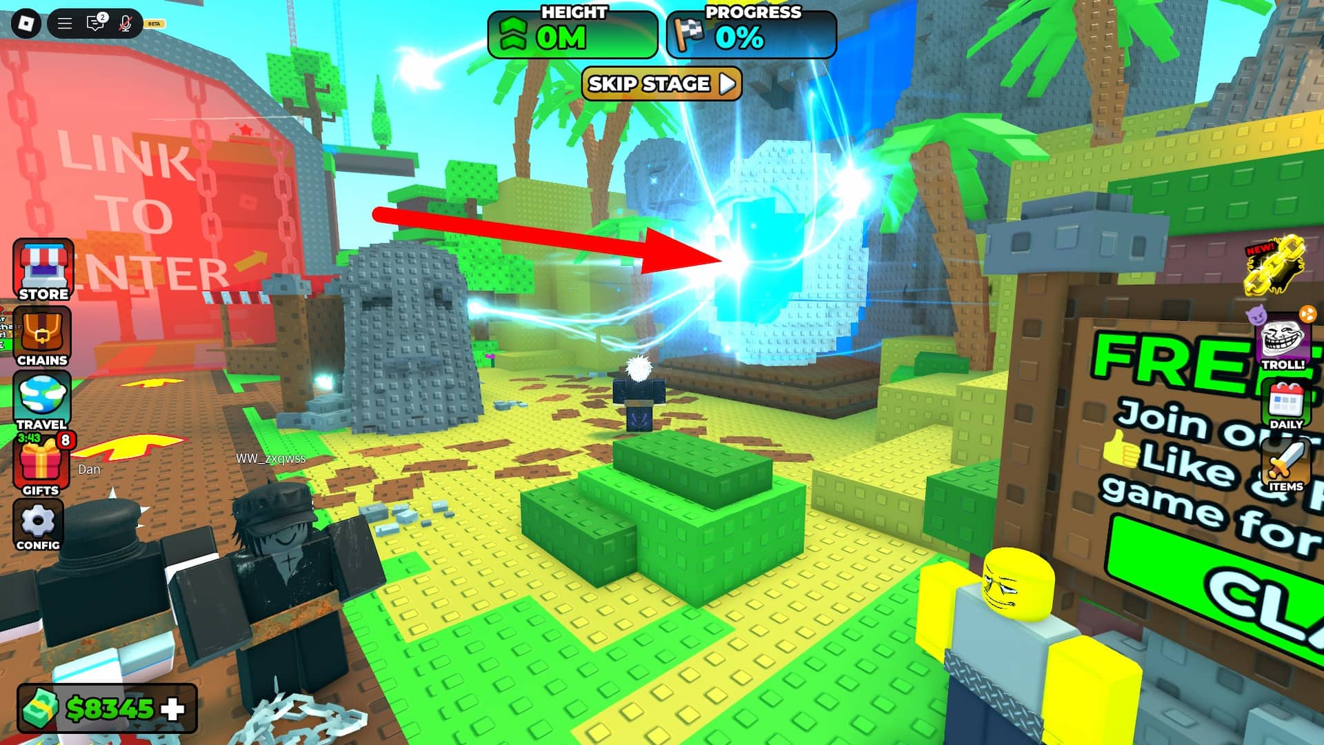 the hunt stage portal in chained 2 player obby during the hunt mega event in roblox