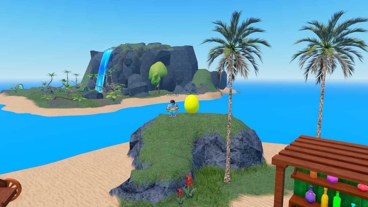 A player standing near an Egg in Kitten Game