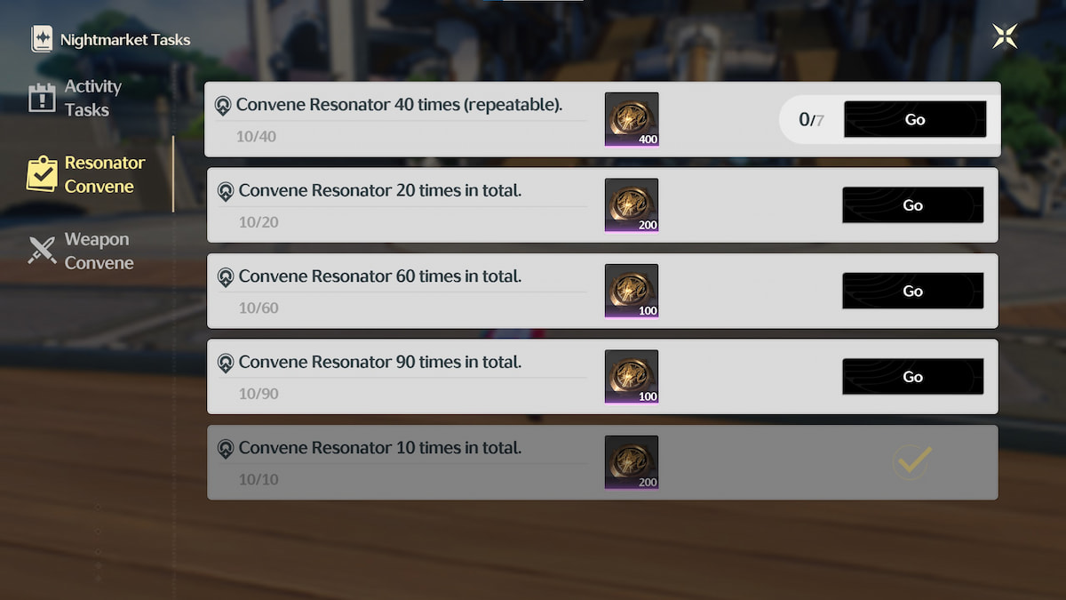 Nightmarket Tasks in Wuthering Waves