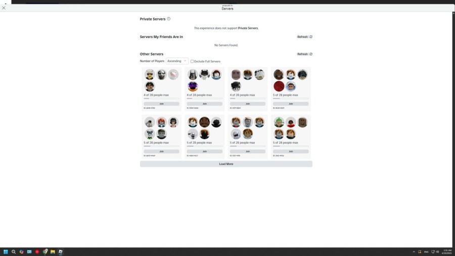Block Spin server selection Roblox