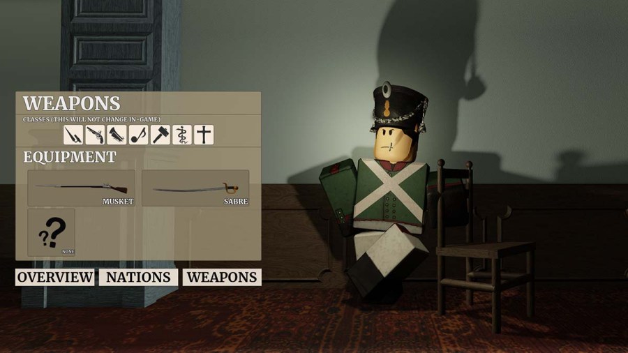 Guts and Gunpowder weapon selection screen menu