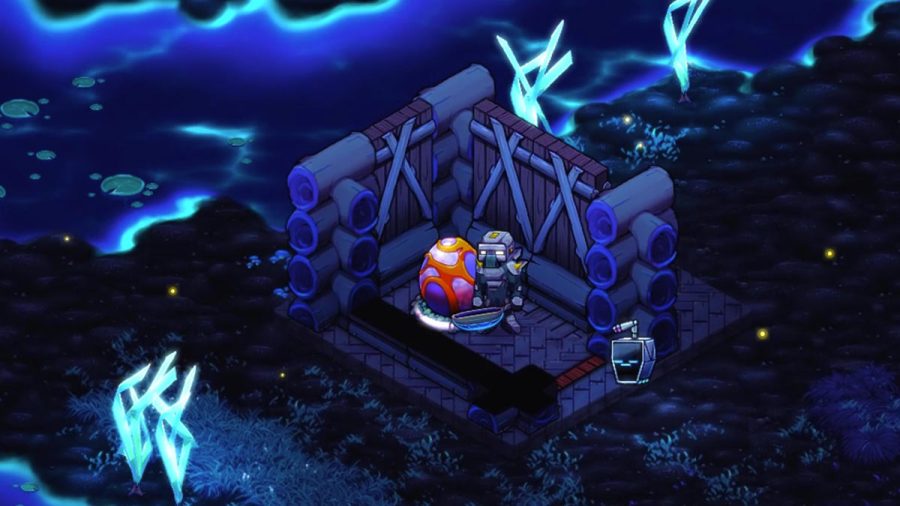 Flux incubating egg in Crashlands 2