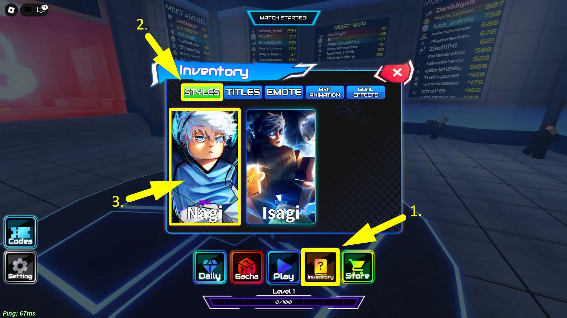 How to change style in Project Egoist Roblox experience.