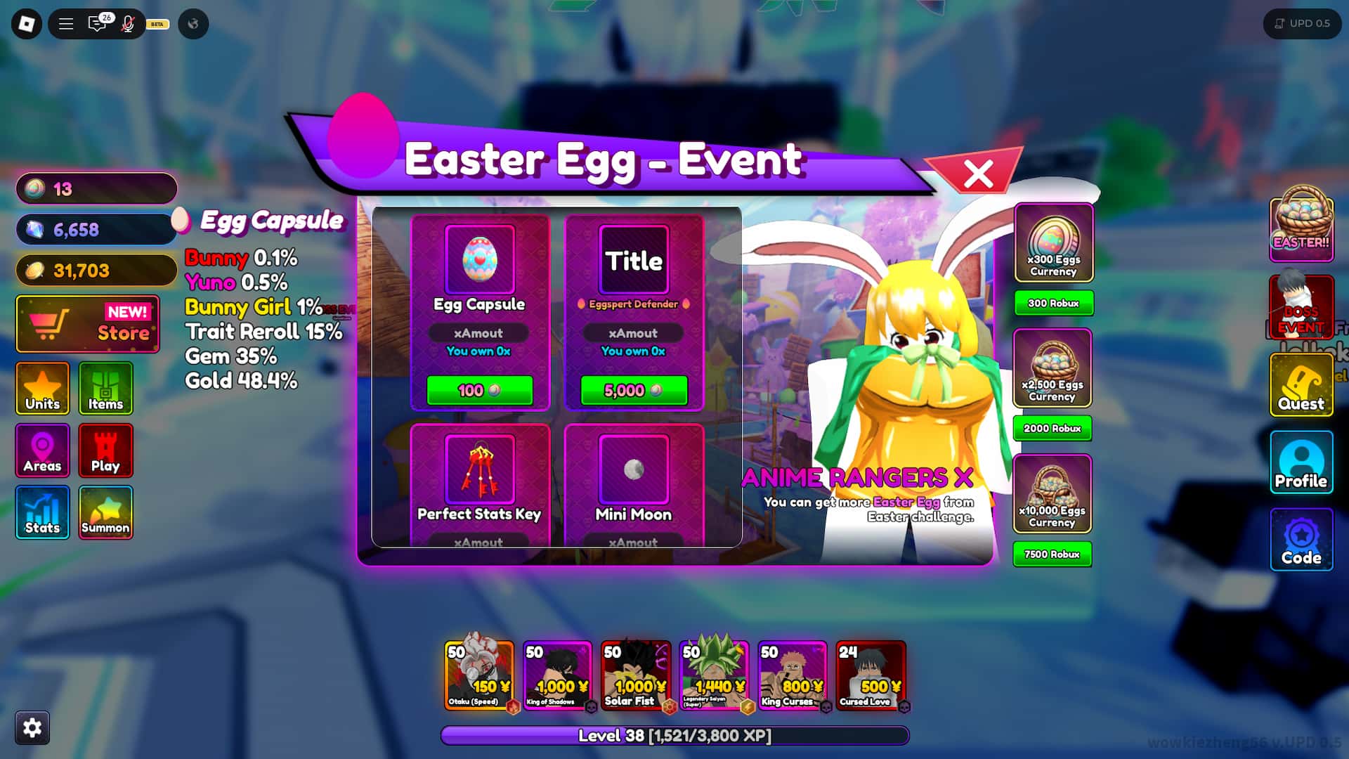 how to get bunny easter secret unit anime rangers x