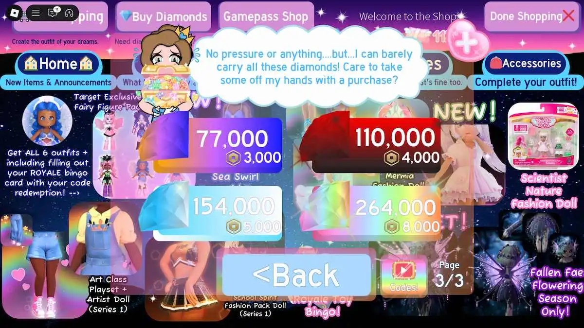 Buying diamonds in Royal High.