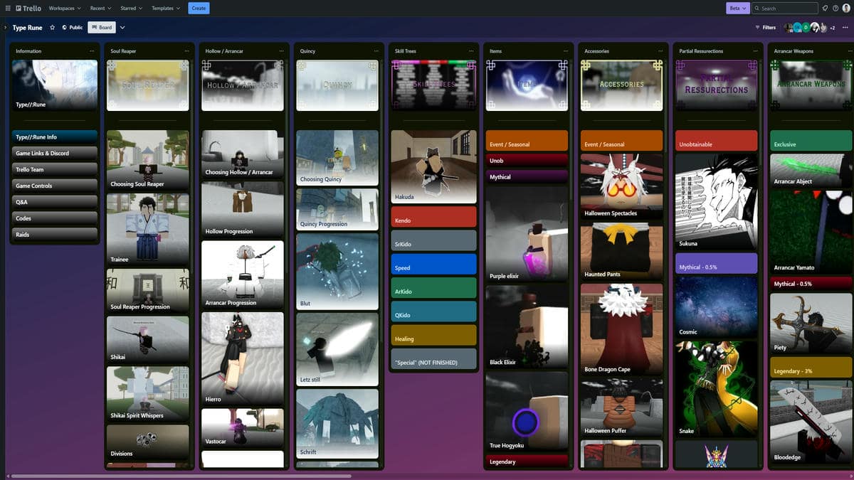 Type Rune Trello Link