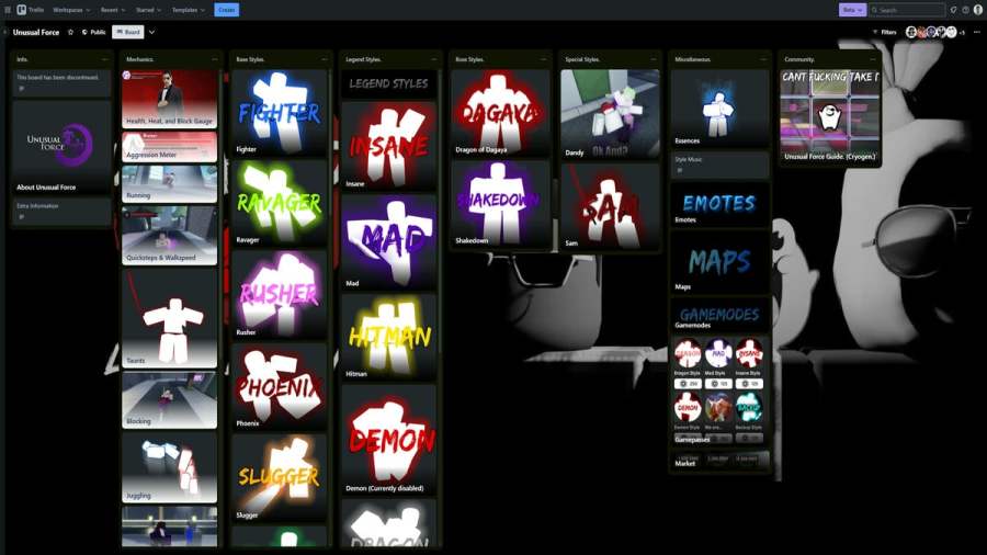 Unusual Force Trello