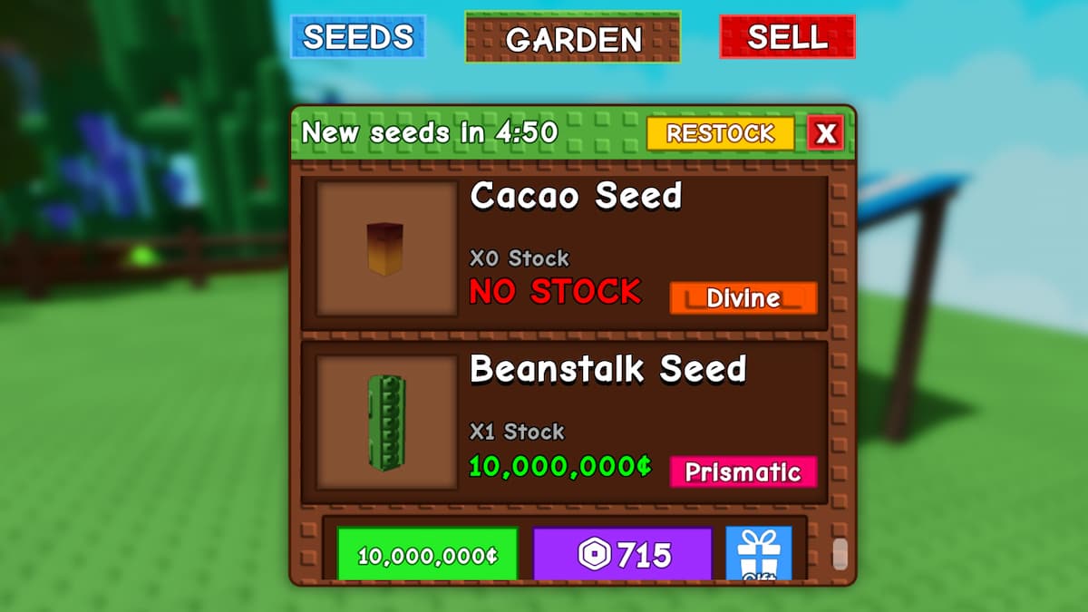 The Beanstalk Seed in Grow A Garden
