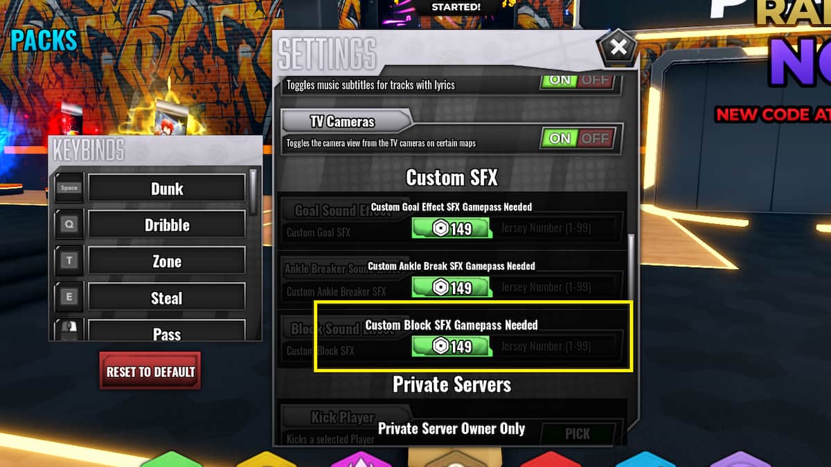 The Baskeball Zero Settings Menu