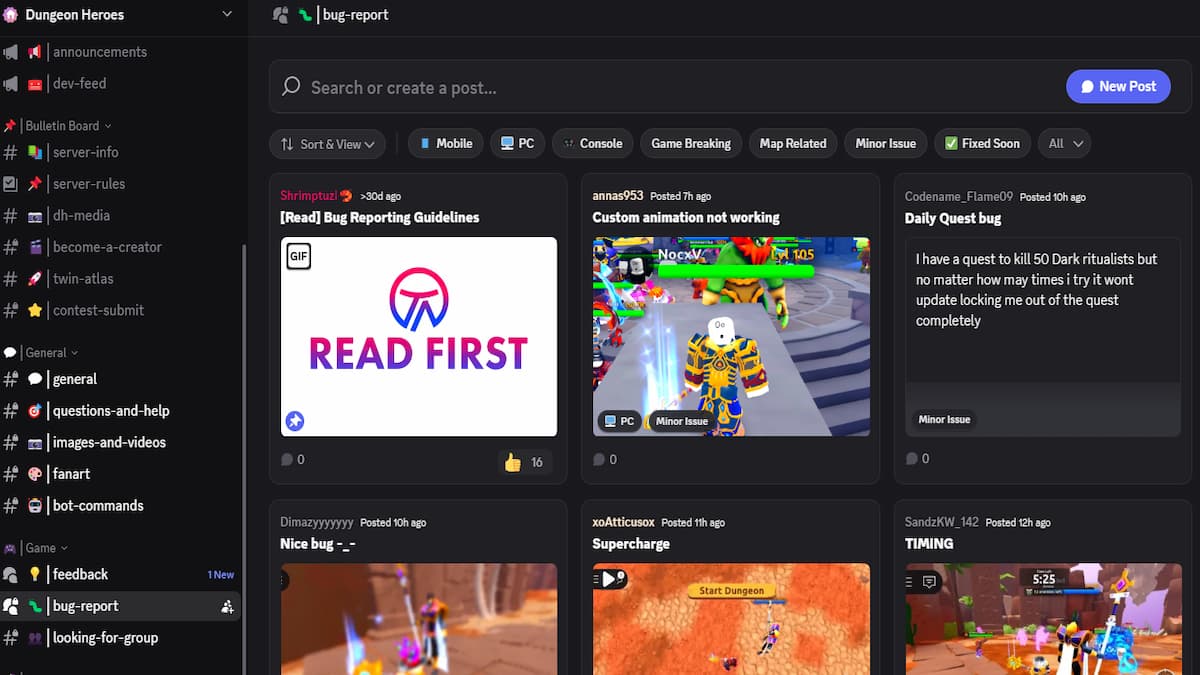 The Dungeon Heroes Discord Channel
