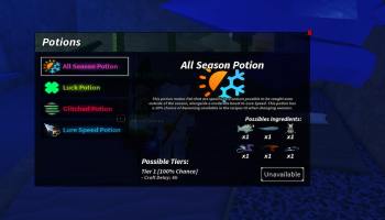 The Potion Menu in Fisch