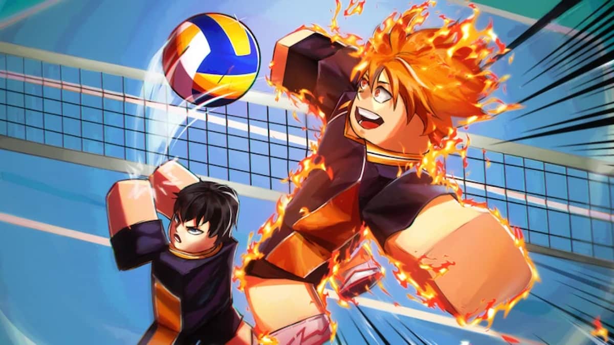 A player hitting ball in Volleyball Legends