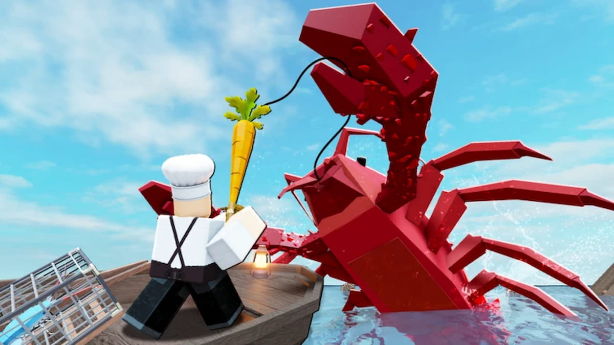 A player fighting a Lobster in Fisch