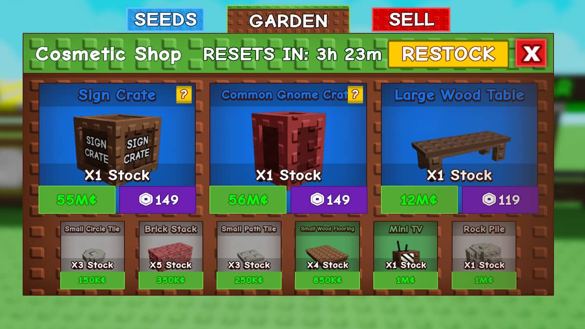 The Cosmetic Shop in Grow A Garden